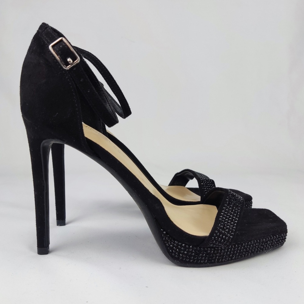 Nine West‎ Sandals Womens 5.5 Black Zoomi2 R Rhinestone Platform Stiletto Heels